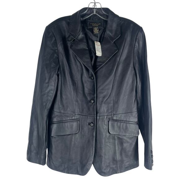 Croft & Barrow Black Lambskin Leather Blazer Jacket 3 Buttons Size M - Picture 2 of 9